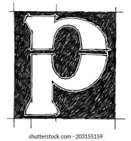 P alphabet Sketchbook vector 