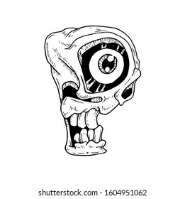P, ALPHABET SKULL VECTOR DESIGN, DRAWING STYLE
