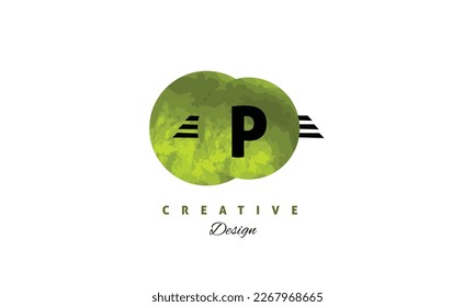 P Alphabet Vektor Logo Design mit grüner Aquarellpinsel . Elegantes Vektorlogo-Design