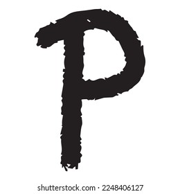 P Alphabhet grunge design. Vector hand drawn alphabet. Brush painted letters. Lettering.