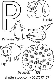 P animals names, Alphabet coloring for kids, Alphabet animals coloring page, ABC coloring, Preschool education