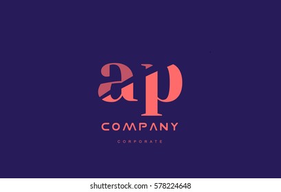 p a ap alphabet small letter blue pink creative design vector company logo icon template 