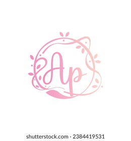 A P AP Beauty vector initial logo, handwriting logo of initial signature, wedding, fashion, jewerly, boutique, floral and botanical with creative template