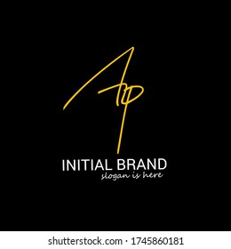 Un vector de plantilla de escritura manual del logotipo inicial de p Ap
