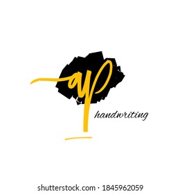 a p ap initial logo handwriting template vector