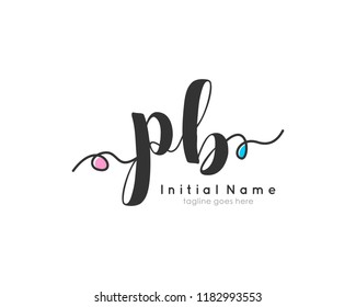 P B Initial handwriting logo vector template