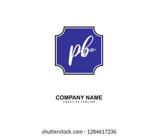 P B Initial Handwriting Logo Template Vector