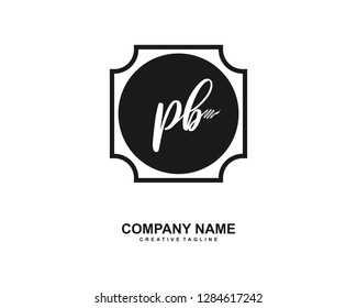 P B Initial Handwriting Logo Template Vector
