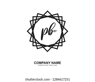 P B Initial Handwriting Logo Template Vector