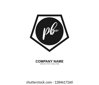 P B Initial Handwriting Logo Template Vector