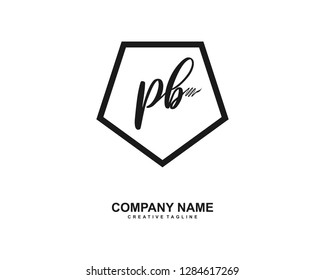 P B Initial Handwriting Logo Template Vector