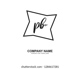 P B Initial Handwriting Logo Template Vector