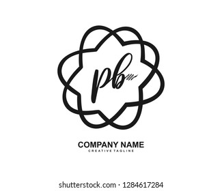 P B Initial Handwriting Logo Template Vector
