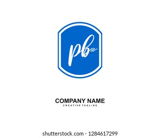 P B Initial Handwriting Logo Template Vector