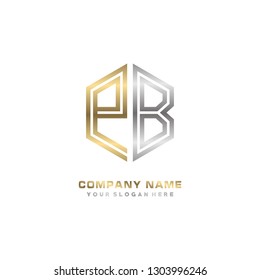 P B initial letter, modern logo design template vector