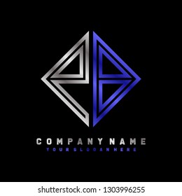 P B initial letter, modern logo design template vector