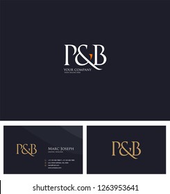 P & B letters Joint logo icon and Business card vector template.