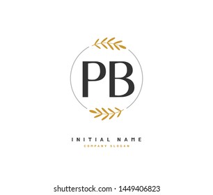 P B PB Beauty vector initial logo, handwriting logo of initial signature, wedding, fashion, jewerly, boutique, floral and botanical with creative template for any company or business.