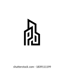 p b pb initial building logo design vector graphic idea creative