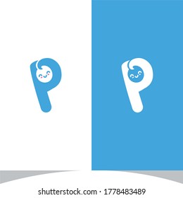 P Baby Logo Design Vector