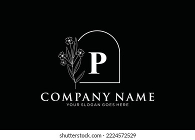 P Beauty vector initial logo, handwriting logo of initial signature, wedding, fashion, jewerly, boutique, floral and botanical with creative template for any company or business.
