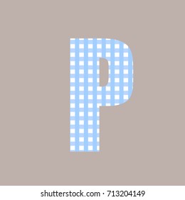 P blue vector alphabet letter with cage isolated on Grey background