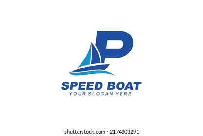 P Boat logo design inspiration. Vector letter template design for brand.