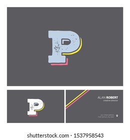 P  bold letter logo design with Business card template 