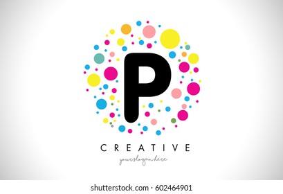 P Bubble Dots Letter Logo Design with Rainbow Creative Colorful Bubbles.