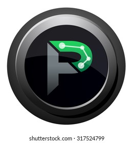 P button, letter P logo icon vector design