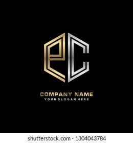 P C initial letter, modern logo design template vector