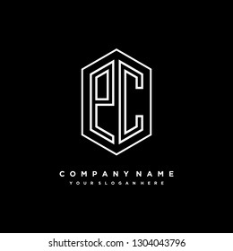 P C initial letter, modern logo design template vector