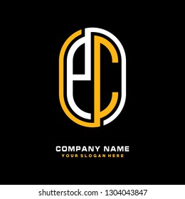 P C initial letter, modern logo design template vector