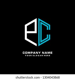 P C initial letter, modern logo design template vector