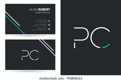 P & C joint logo stroke letter design with business card template