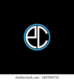 P C letter logo custom design on black color background, pc monogram