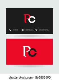 P & C Letter logo design vector element with Business card