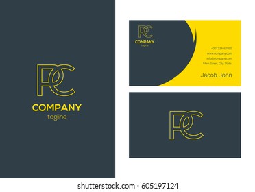 P & C Letter logo design vector element with Business card template