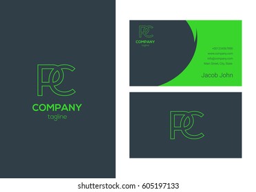 P & C Letter logo design vector element with Business card template