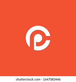P C Monogram Logo - Red & White.