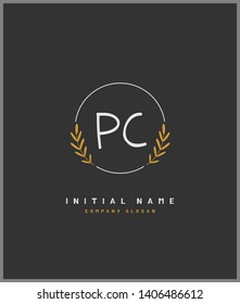 P C PC Beauty vector initial logo, handwriting logo of wedding, fashion, jewerly, heraldic, boutique, floral and botanical with creative template for any company or business.