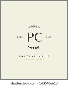 P C PC Beauty vector initial logo, handwriting logo of wedding, fashion, jewerly, heraldic, boutique, floral and botanical with creative template for any company or business.