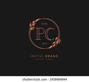 P C PC Beauty vector initial logo, handwriting logo of initial signature, wedding, fashion, jewerly, boutique, floral and botanical with creative template for any company or business.