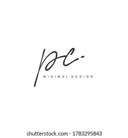 P C PC Initial handwriting or handwritten logo for identity. Logo with signature and hand drawn style.