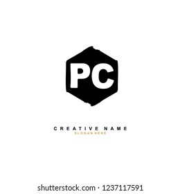 P C PC Initial logo template vector. Letter logo concept