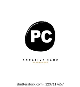 P C PC Initial logo template vector. Letter logo concept