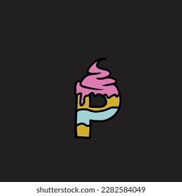 p from cake vector alphabet and number