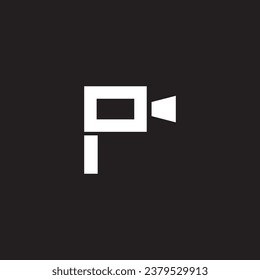 P camera logo icon design illustration.