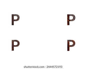 P, Capital Alphabets Beautiful Wood 4 design ABC letters Background white