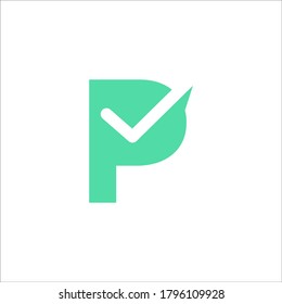 Signo vectorial de diseño de logotipo de comprobación P
